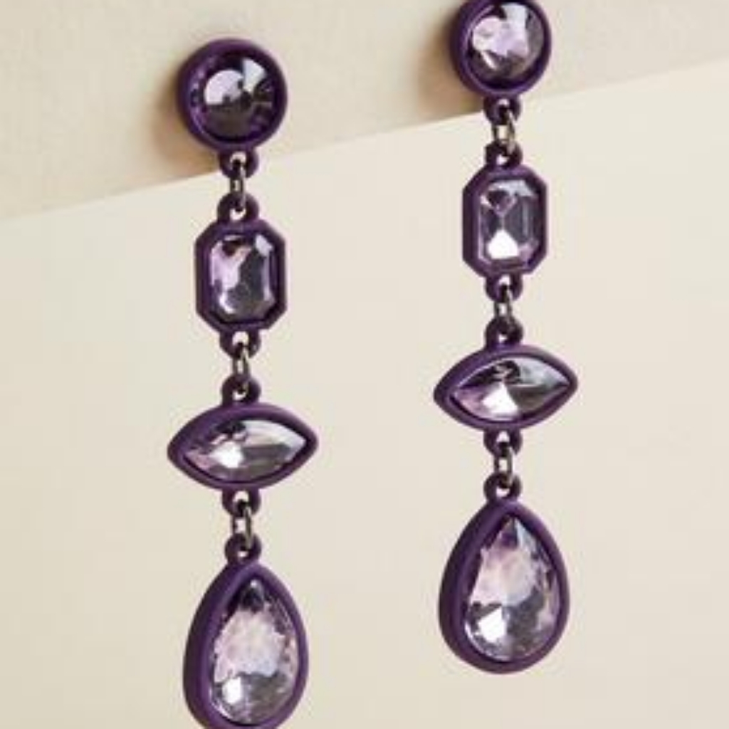 Nwt Purple Stone Matte Drop Earrings